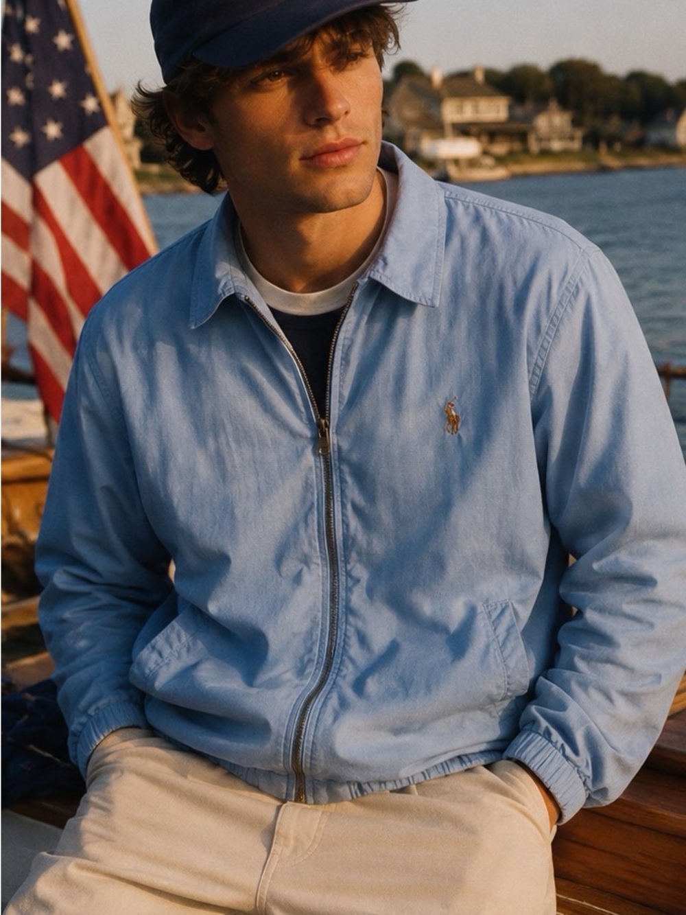 Polo by Ralph Lauren Light Blue Denim Classic Bayport Bomber Jacket